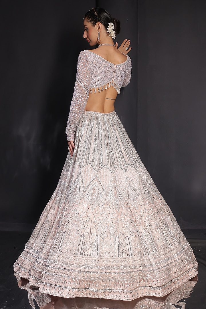 Light Pink Silk Embroidered Bridal Lehenga Set by Ruchika Hurria at Pernia's Pop Up Shop