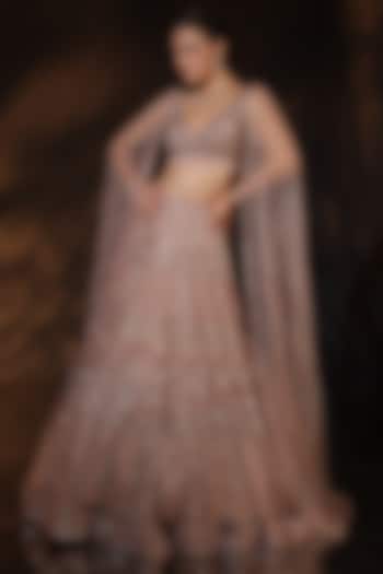 Pink Silk Embroidered Bridal Lehenga Set by Ruchika Hurria at Pernia's Pop Up Shop