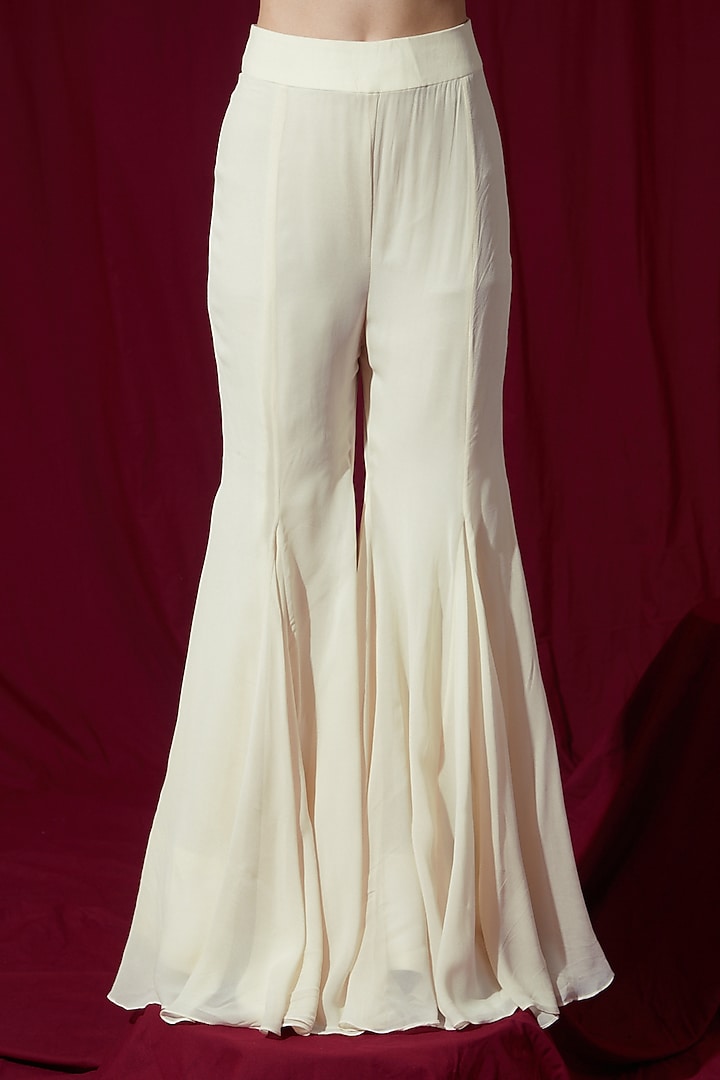 Ivory Georgette Pant Set by Ruchi Kamboj at Pernia's Pop Up Shop