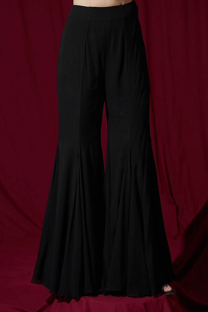 Black Georgette Wedding Sharara Set by Ruchi Kamboj at Pernia's Pop Up Shop