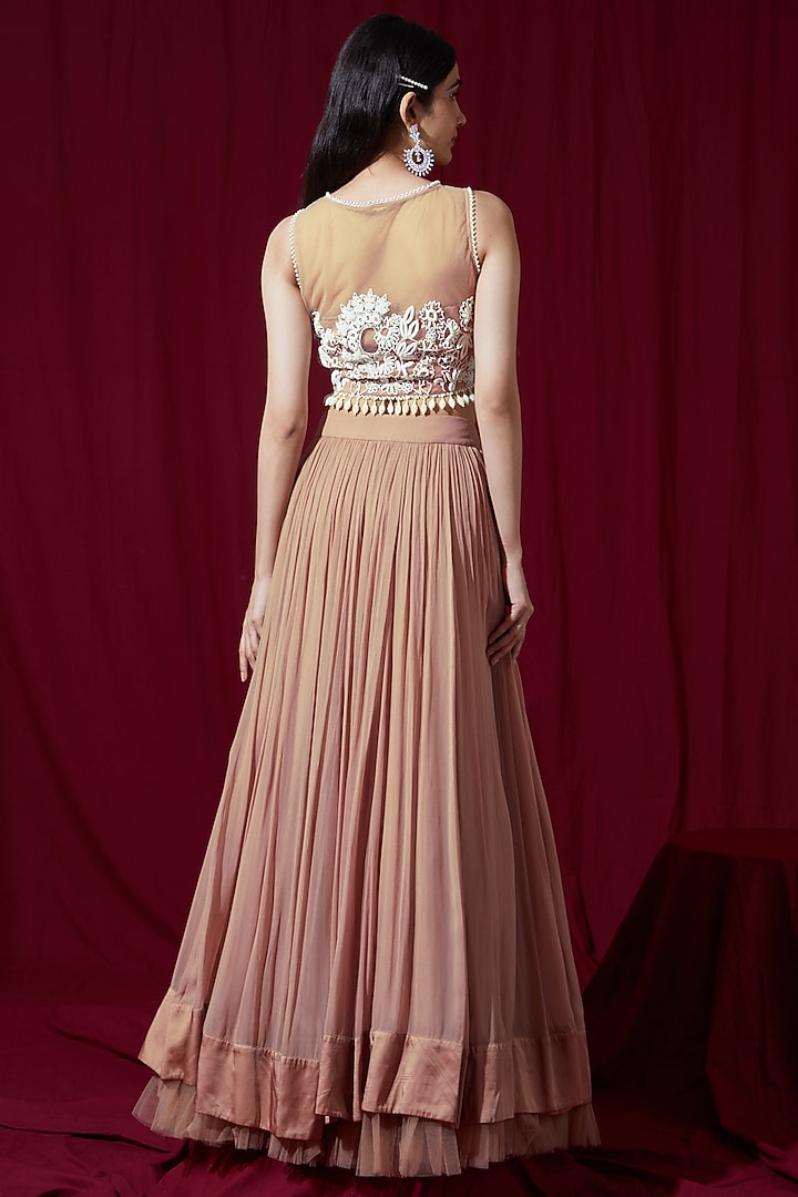 Pink Georgette Wedding Lehenga Set by Ruchi Kamboj at Pernia's Pop Up Shop
