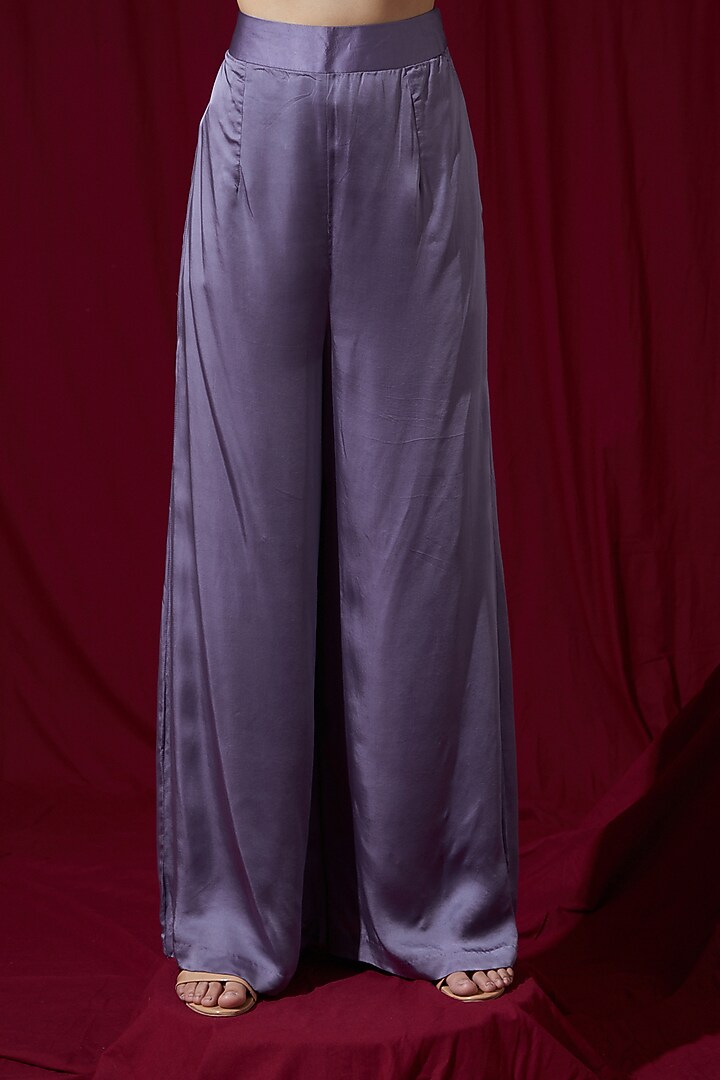 Purple Net & Satin Jacket Set by Ruchi Kamboj at Pernia's Pop Up Shop