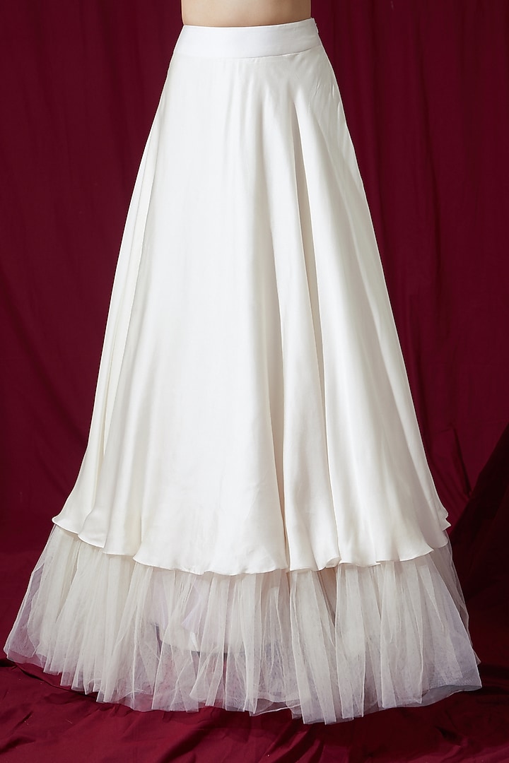 Ivory Organza & Satin Jacket Wedding Lehenga Set by Ruchi Kamboj at Pernia's Pop Up Shop