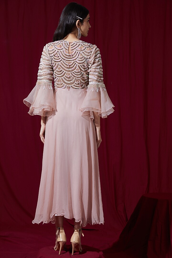 Pink Chiffon & Net Lycra Wedding Anarkali Set by Ruchi Kamboj at Pernia's Pop Up Shop