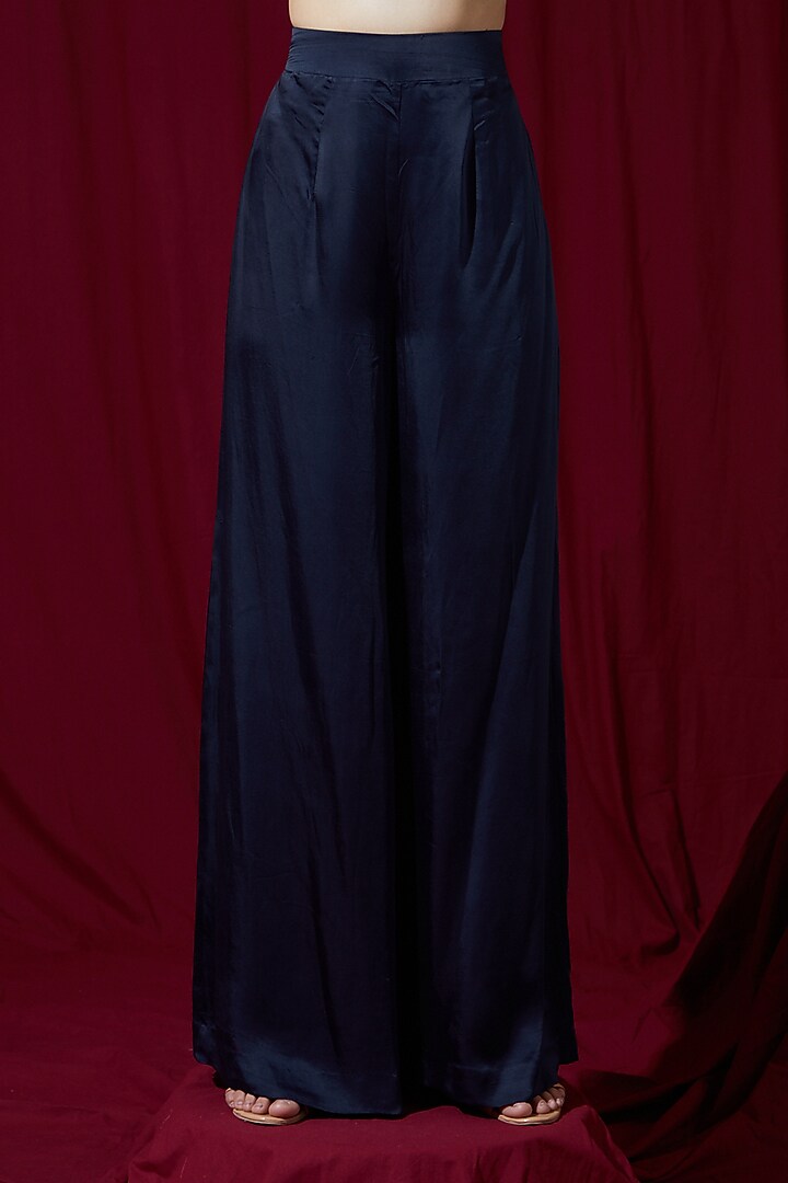 Navy Net & Satin Tunic Set by Ruchi Kamboj at Pernia's Pop Up Shop