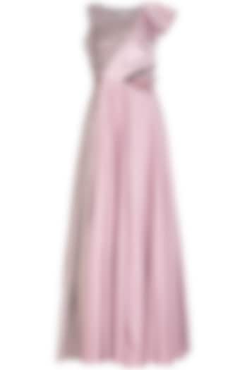 Berry Ash & Lilac Embroidered Asymmetrical Gown by Ruceru Couture