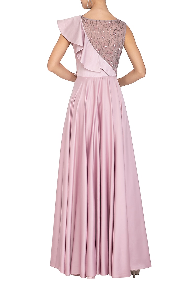 Berry Ash & Lilac Embroidered Asymmetrical Engagement Gown by Ruceru Couture at Pernia's Pop Up Shop