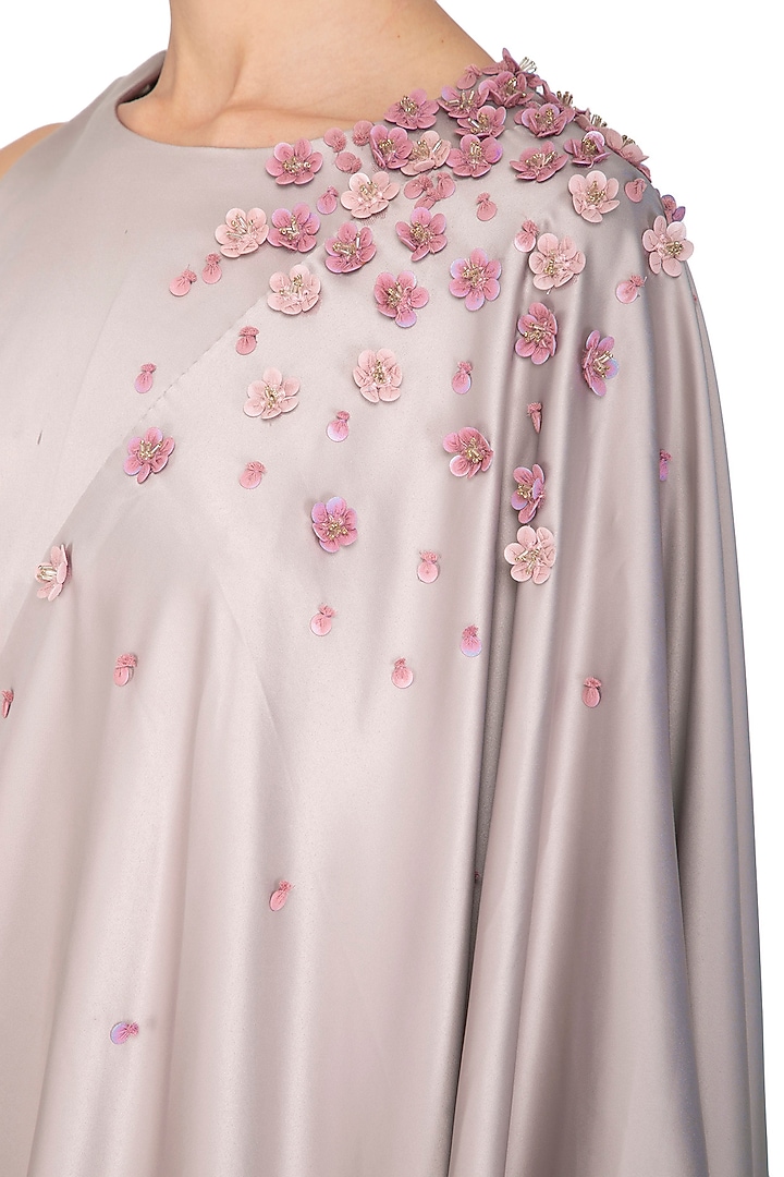Berry Ash Embroidered Party Wear Saree Gown by Ruceru Couture at Pernia's Pop Up Shop