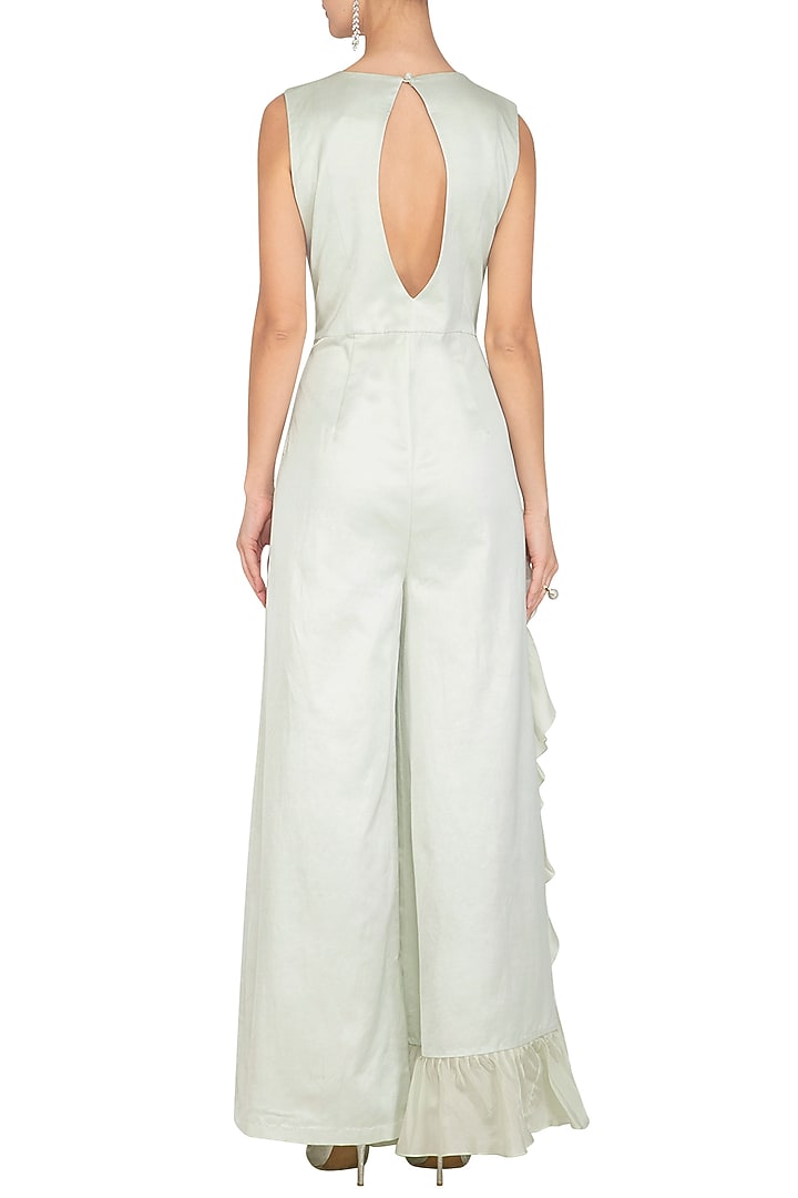 Mint Green Embroidered Jumpsuit by Ruceru Couture at Pernia's Pop Up Shop