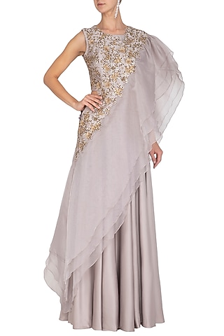 Berry Ash Embroidered Lehenga Set by Ruceru Couture