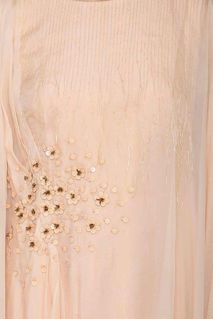 Peach Embroidered Draped Vacation Dress by Ruceru Couture at Pernia's Pop Up Shop