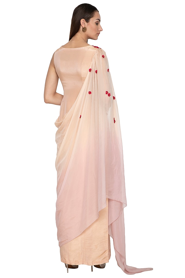 Peach & Lilac Embroidered Draped Vacation Dress by Ruceru Couture at Pernia's Pop Up Shop