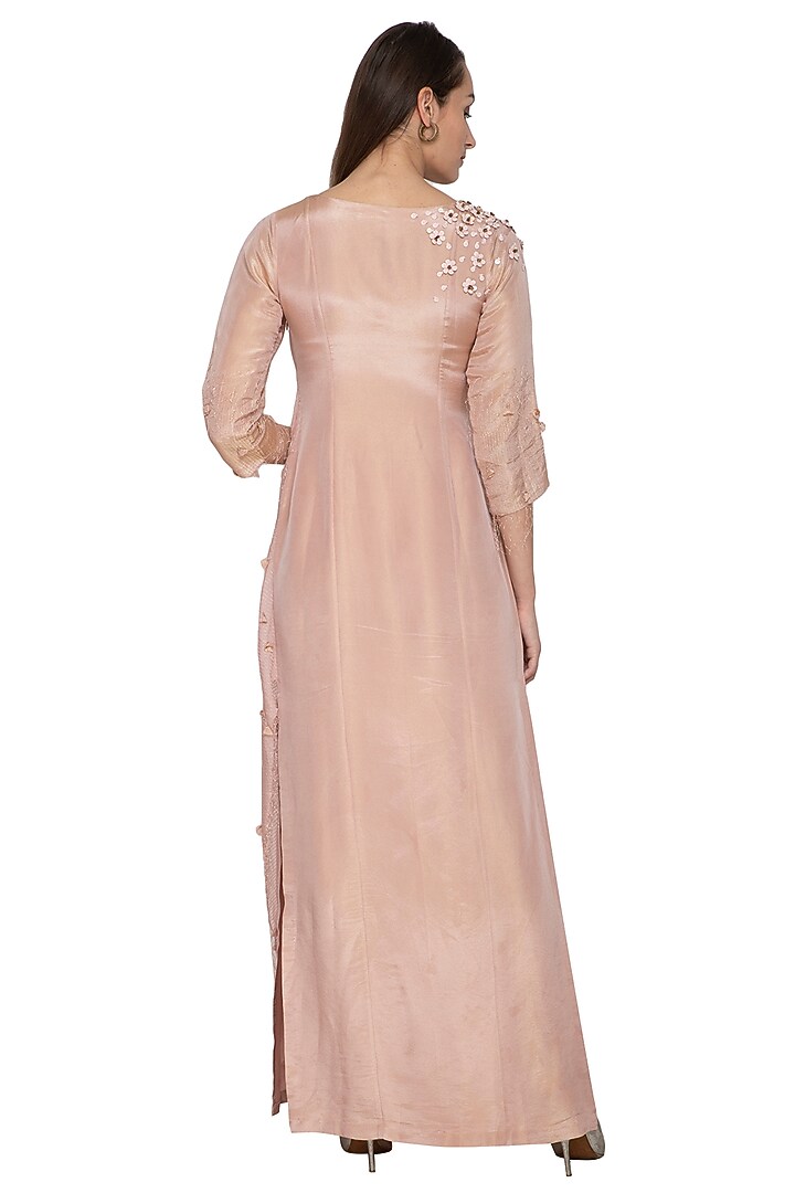 Blush Pink Embroidered Draped Vacation Dress by Ruceru Couture at Pernia's Pop Up Shop