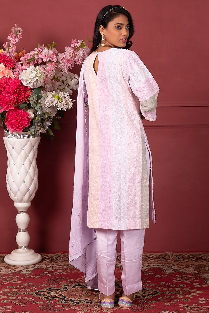 Mauve Hand Embroidered Kurta Set by Ruh Clothing at Pernia's Pop Up Shop