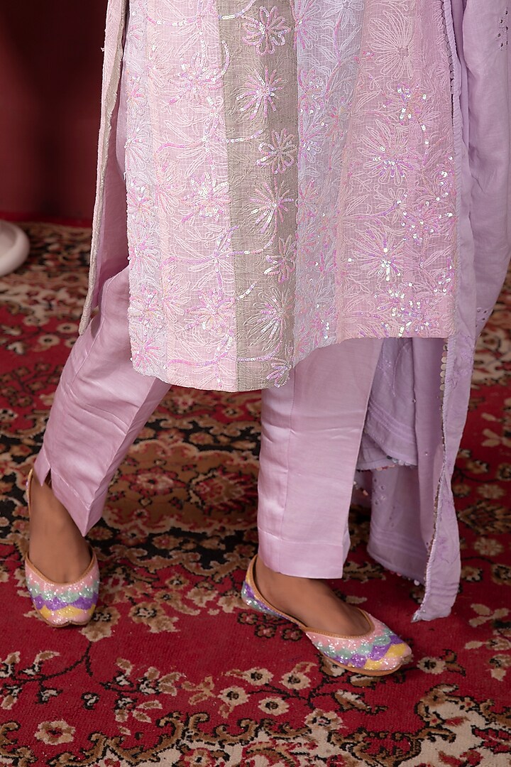 Mauve Hand Embroidered Kurta Set by Ruh Clothing at Pernia's Pop Up Shop