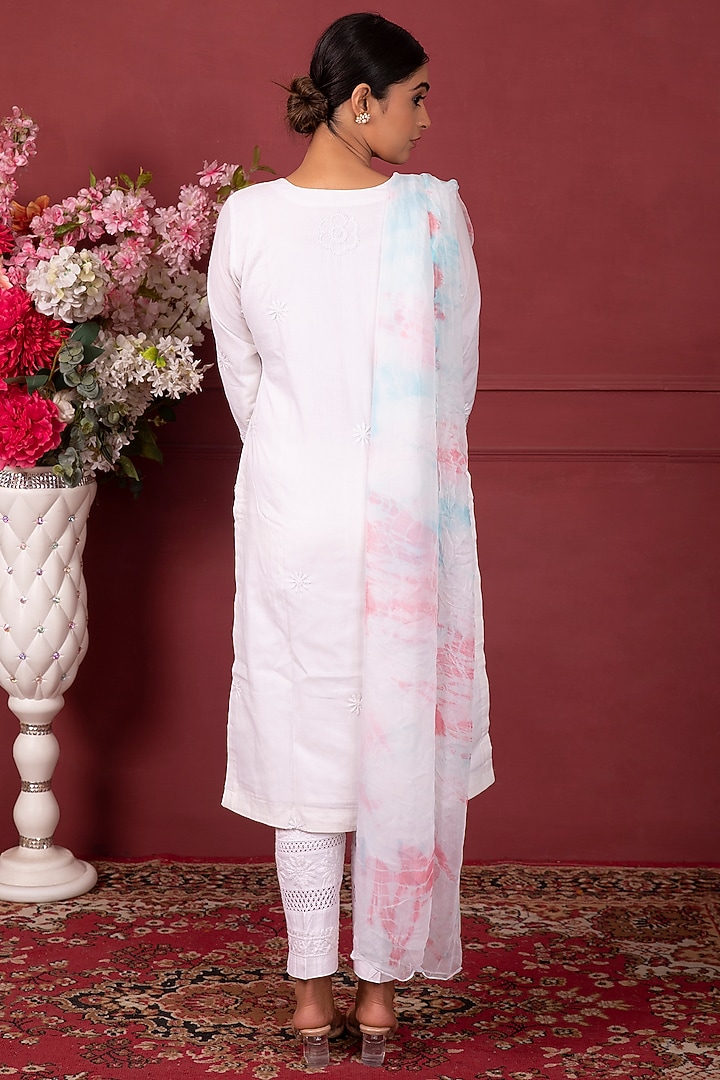 White Cotton Kurta Set by Ruh Clothing at Pernia's Pop Up Shop