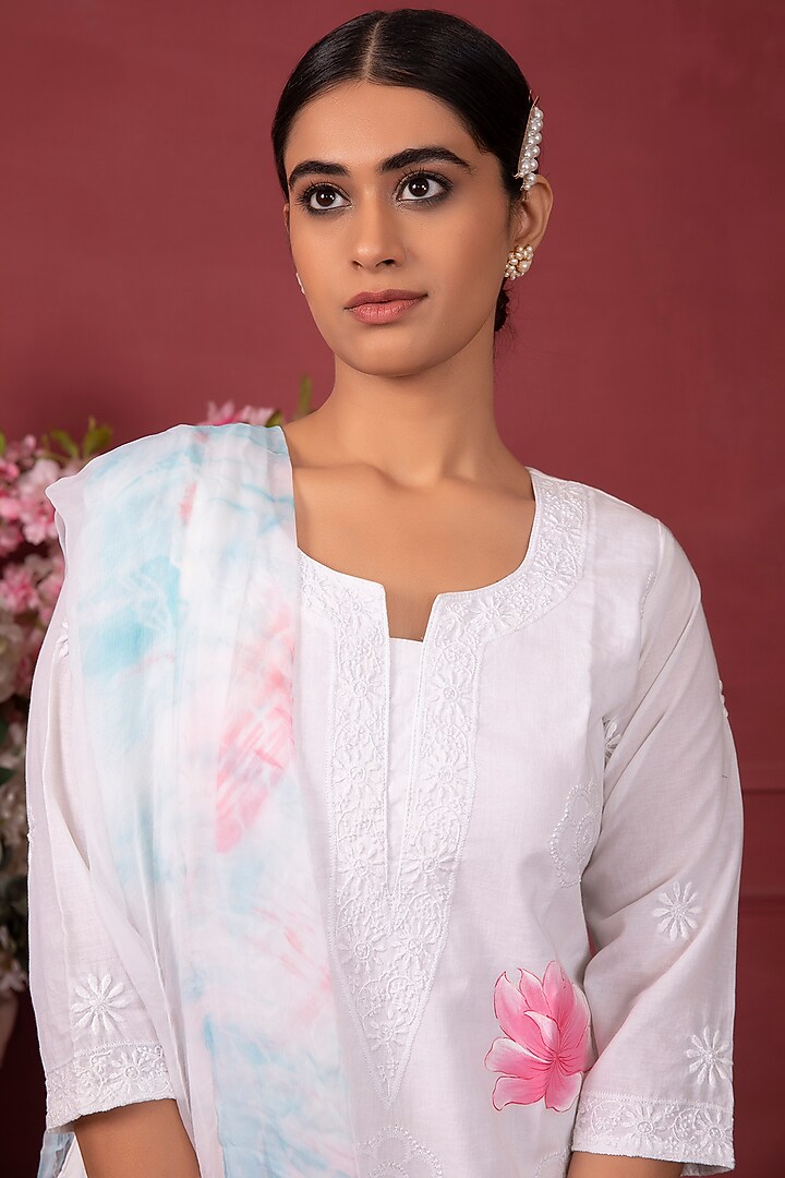 White Cotton Kurta Set by Ruh Clothing at Pernia's Pop Up Shop