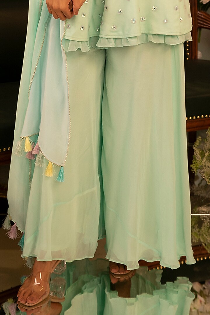 Light Green Party Wear Sharara Set by Ruh Clothing at Pernia's Pop Up Shop