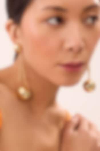 Gold Plated Enameled Drop Earrings by Ruhheite at Pernia's Pop Up Shop