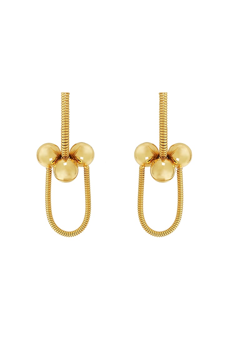 Gold Plated Enameled Dangler Earrings by Ruhheite at Pernia's Pop Up Shop