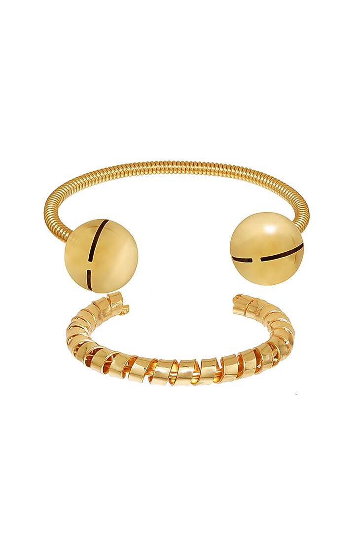 Gold Finish Two Way Adjustable Bracelet (Set of 2) by Ruhheite at Pernia's Pop Up Shop