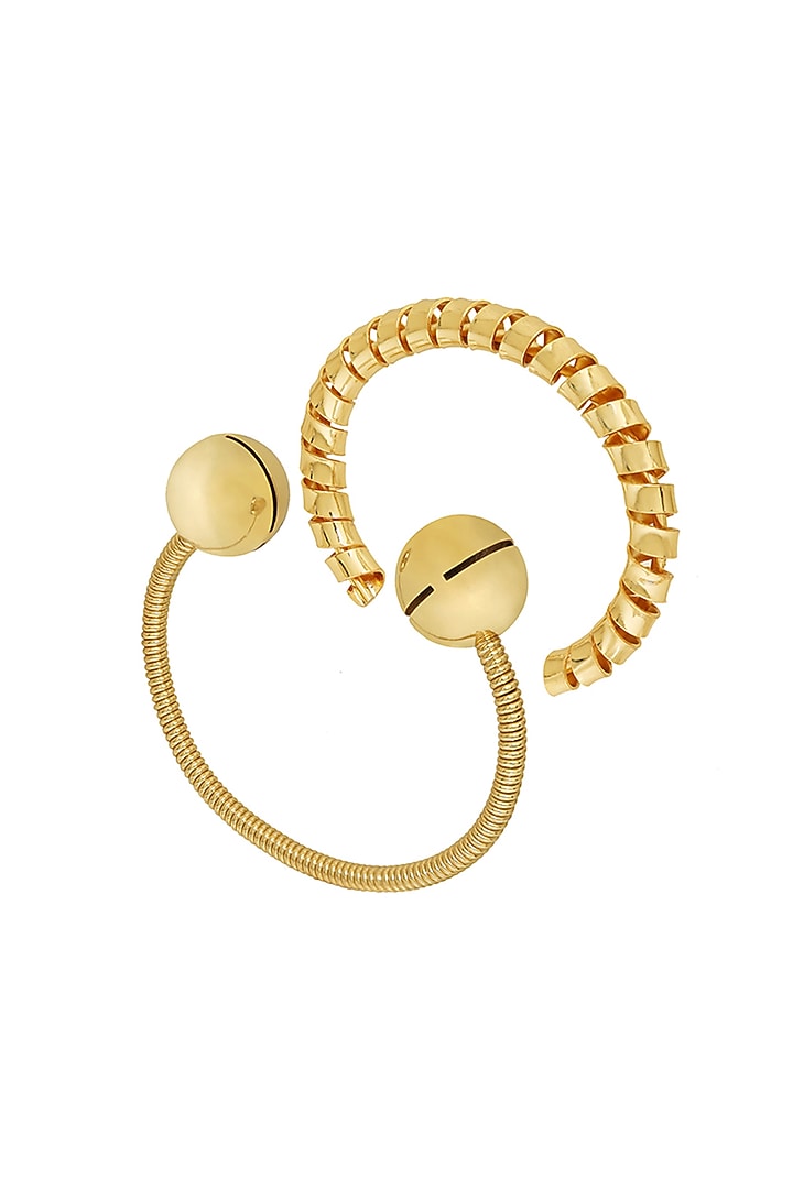 Gold Finish Two Way Adjustable Bracelet (Set of 2) by Ruhheite at Pernia's Pop Up Shop