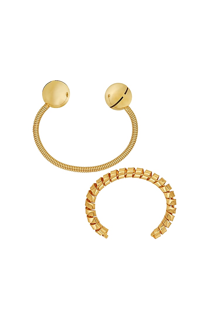 Gold Finish Two Way Adjustable Bracelet (Set of 2) by Ruhheite at Pernia's Pop Up Shop