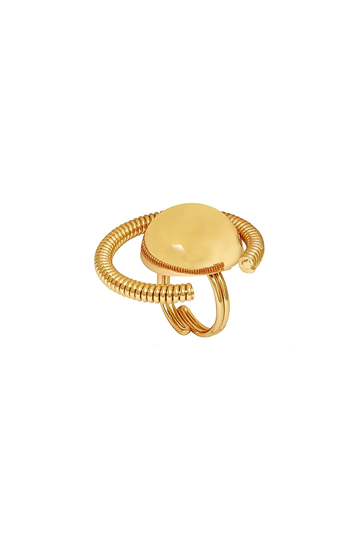 Gold Finish Adjustable Lyon Ring by Ruhheite at Pernia's Pop Up Shop