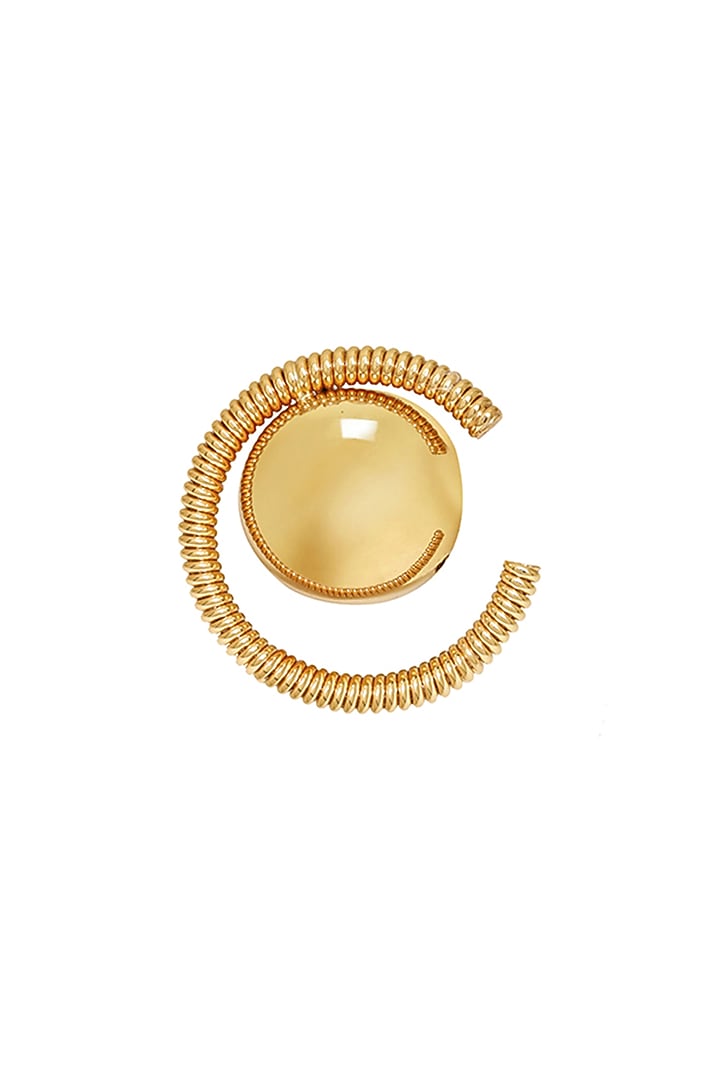 Gold Finish Adjustable Lyon Ring by Ruhheite at Pernia's Pop Up Shop