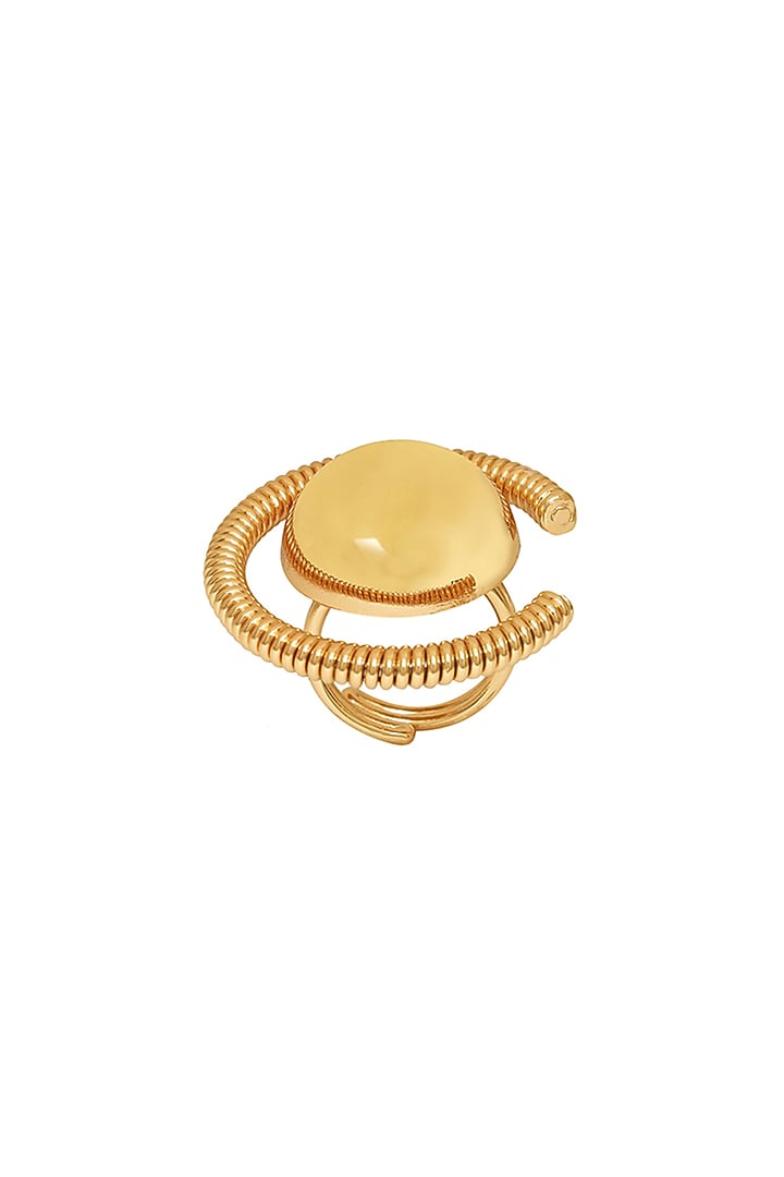 Gold Finish Adjustable Lyon Ring by Ruhheite at Pernia's Pop Up Shop