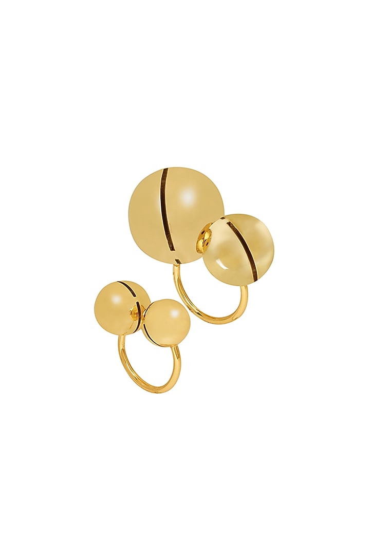 Gold Finish Adjustable Cannes Rings (Set Of 2) by Ruhheite at Pernia's Pop Up Shop