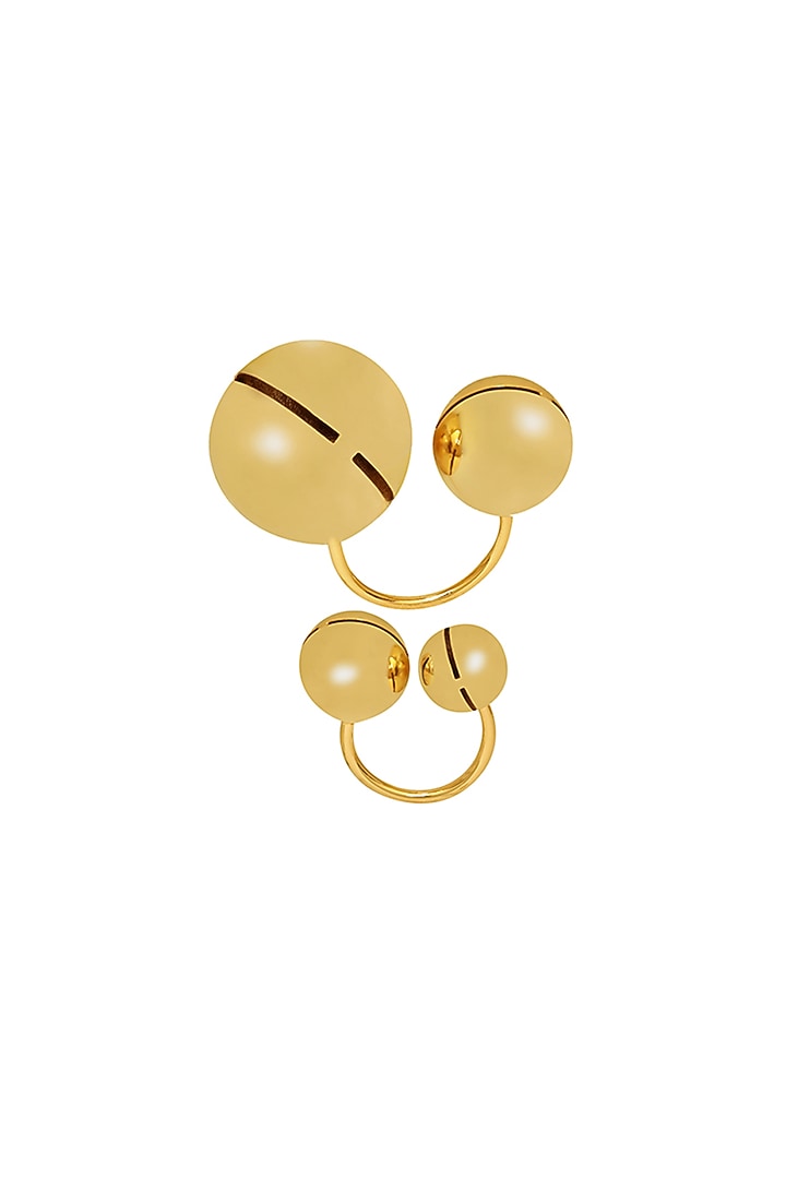 Gold Finish Adjustable Cannes Rings (Set Of 2) by Ruhheite at Pernia's Pop Up Shop