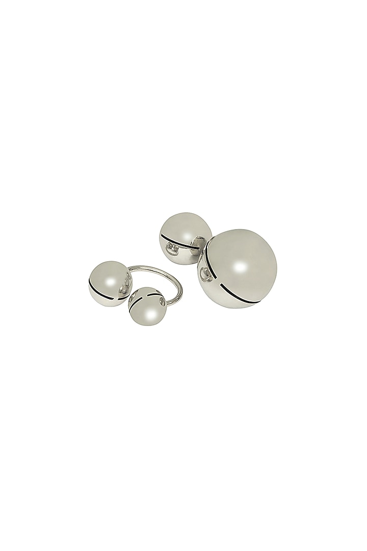 White Finish Adjustable Cannes Rings (Set Of 2) by Ruhheite at Pernia's Pop Up Shop