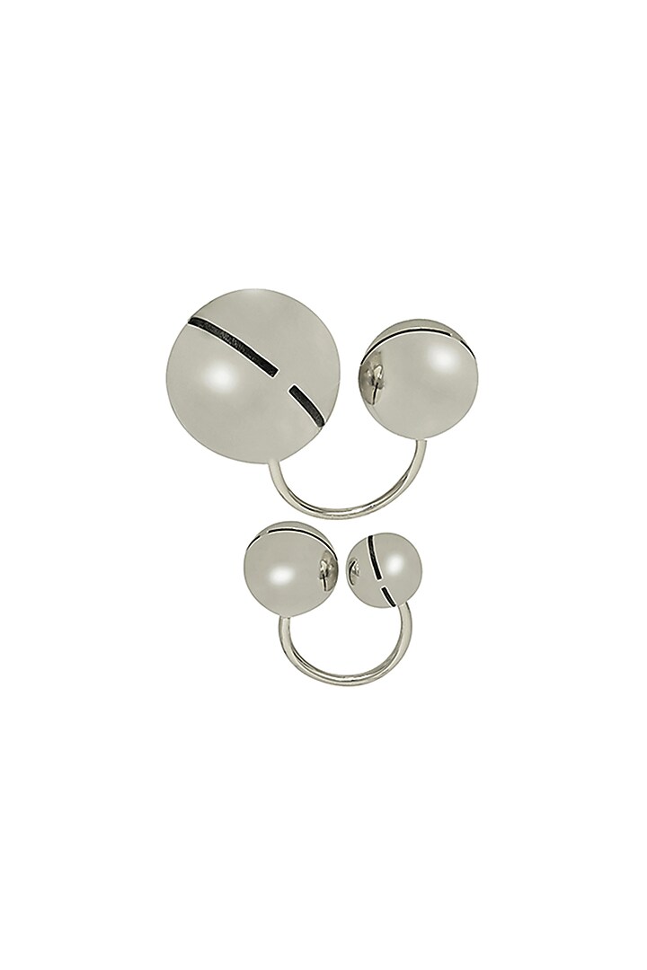 White Finish Adjustable Cannes Rings (Set Of 2) by Ruhheite at Pernia's Pop Up Shop