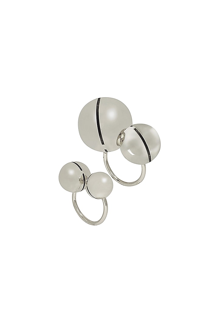 White Finish Adjustable Cannes Rings (Set Of 2) by Ruhheite at Pernia's Pop Up Shop