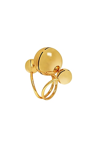 Gold Finish Adjustable Kyoto Ring by Ruhheite