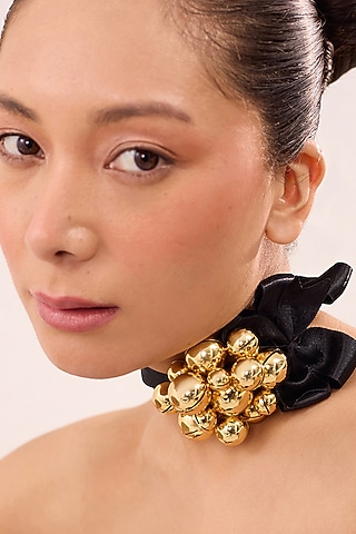 Gold Finish Phoenix Choker Necklace by Ruhheite