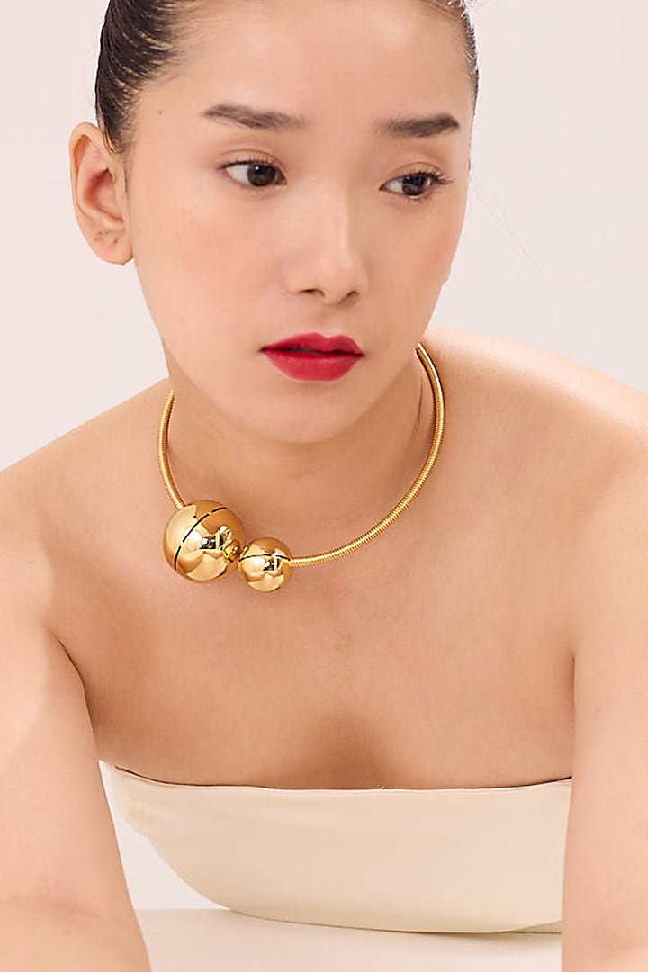 Gold Finish Choker Necklace by Ruhheite at Pernia's Pop Up Shop