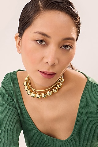 Gold Finish Choker Necklace by Ruhheite