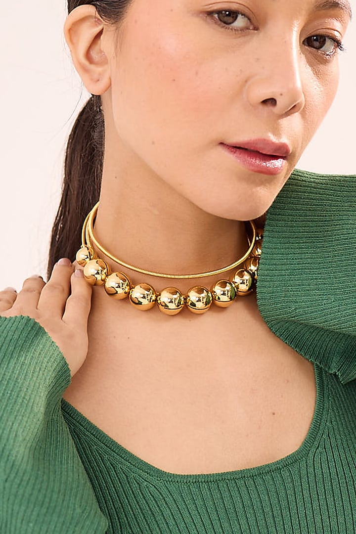 Gold Finish Choker Necklace by Ruhheite at Pernia's Pop Up Shop