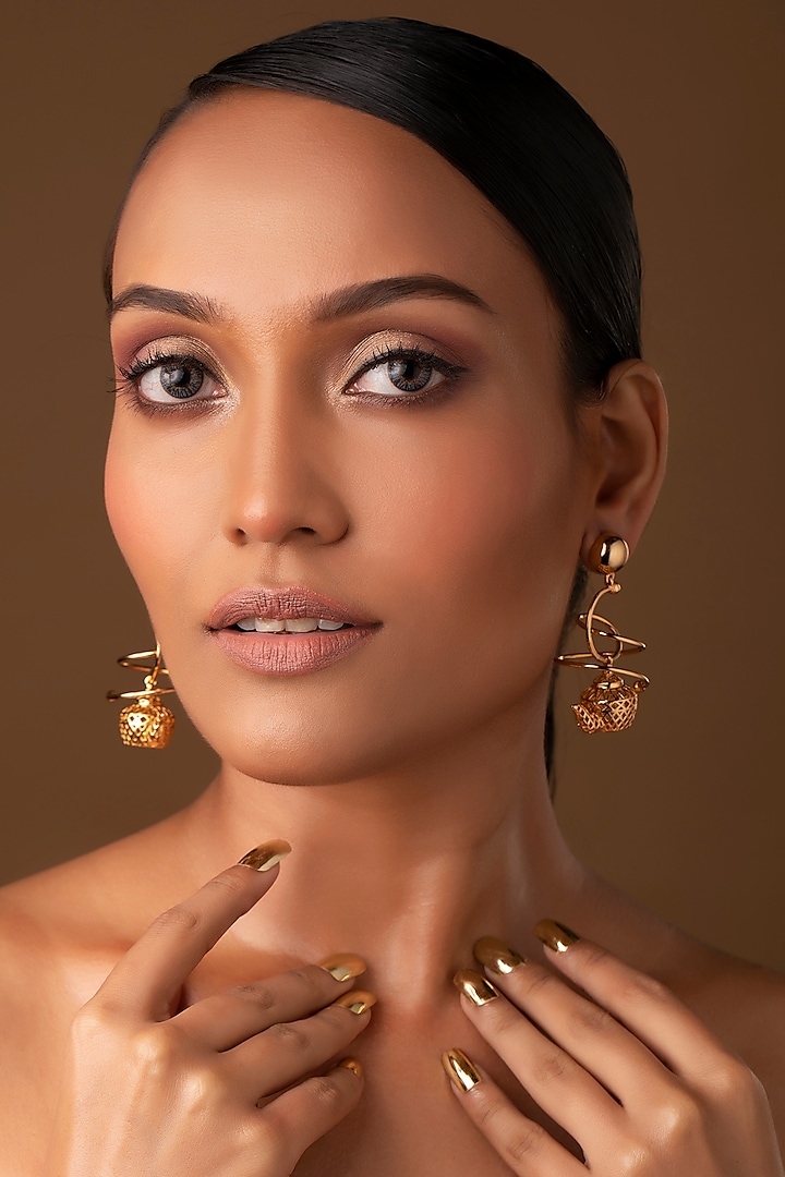 Gold Finish Teapot Earrings by Ruhheite at Pernia's Pop Up Shop