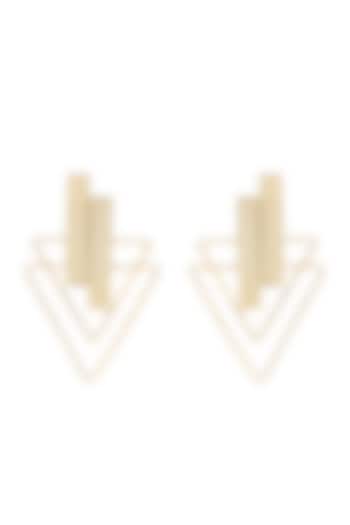 Gold Finish Triangle Earrings by Ruhheite