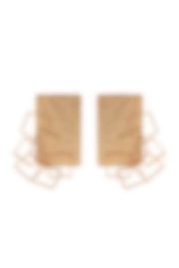 Gold Finish Oblong Earrings by Ruhheite