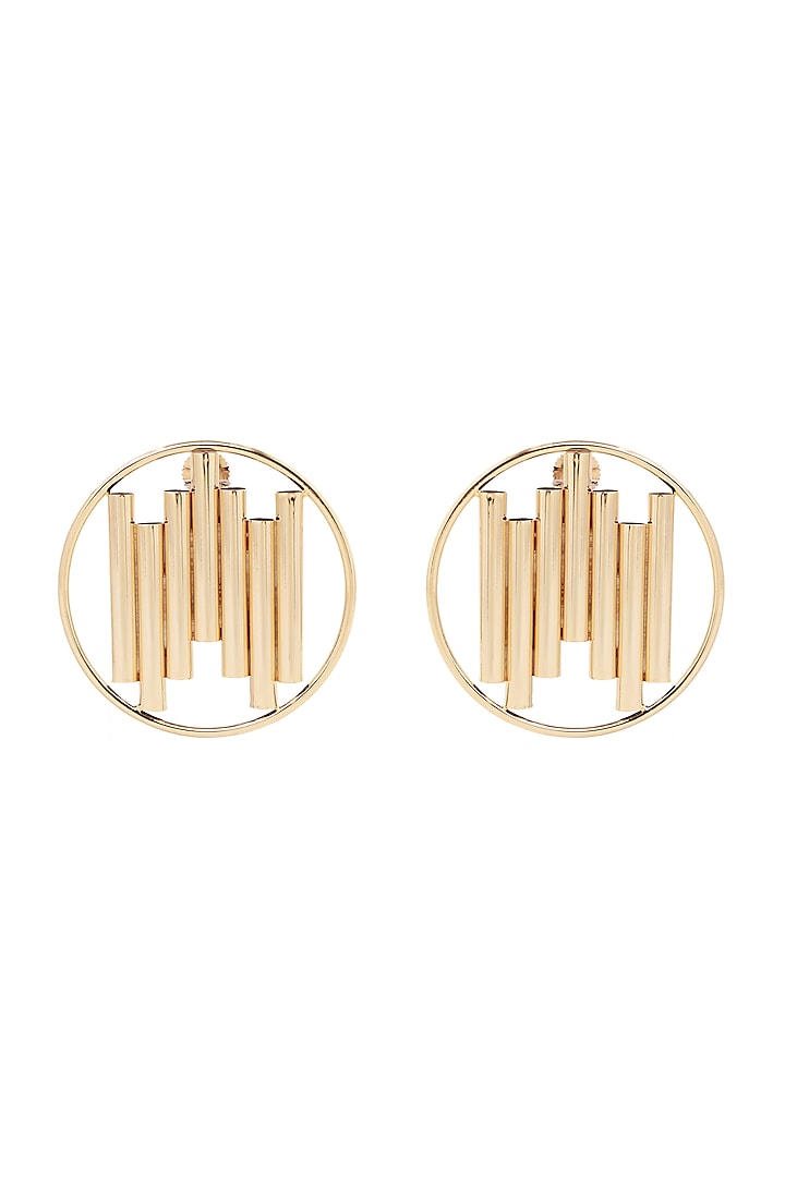 Gold Finish Musical Circle Earrings by Ruhheite
