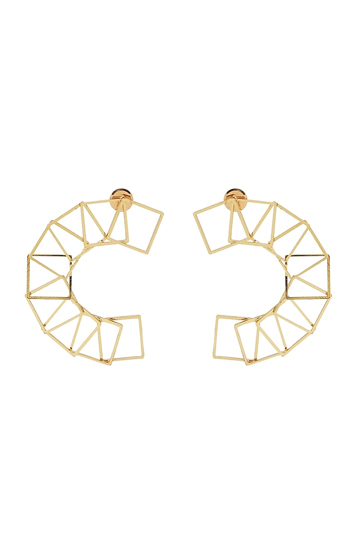 Gold Finish Archway Earrings by Ruhheite
