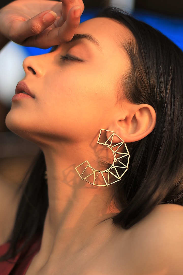 Gold Finish Archway Earrings by Ruhheite at Pernia's Pop Up Shop