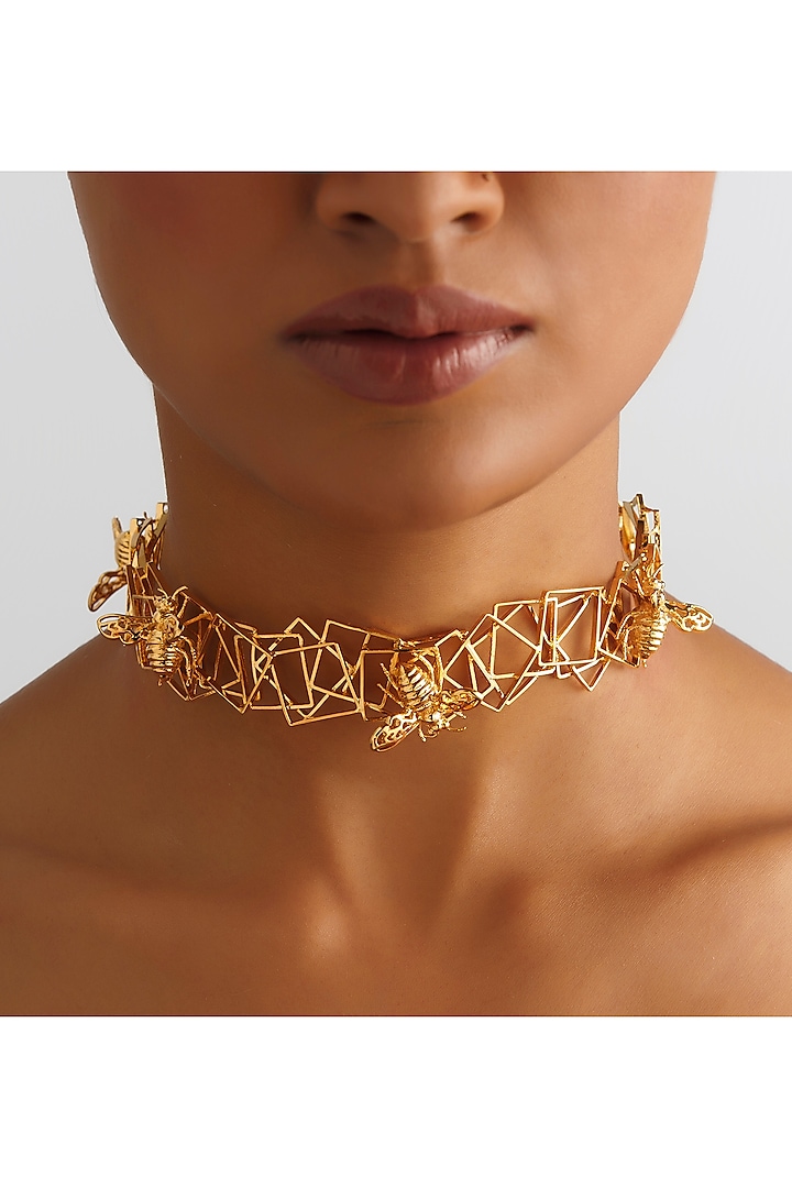 Gold Finish Choker Necklace by Ruhheite at Pernia's Pop Up Shop