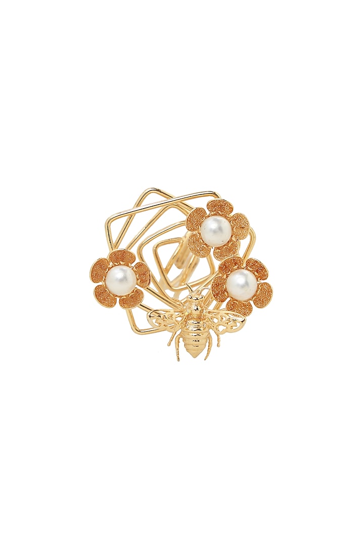 Gold Finish Honeycomb Ring by Ruhheite