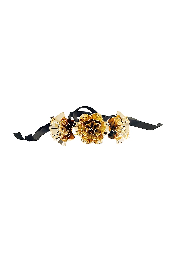 Gold Finish Floral Hairband by Ruhhette
