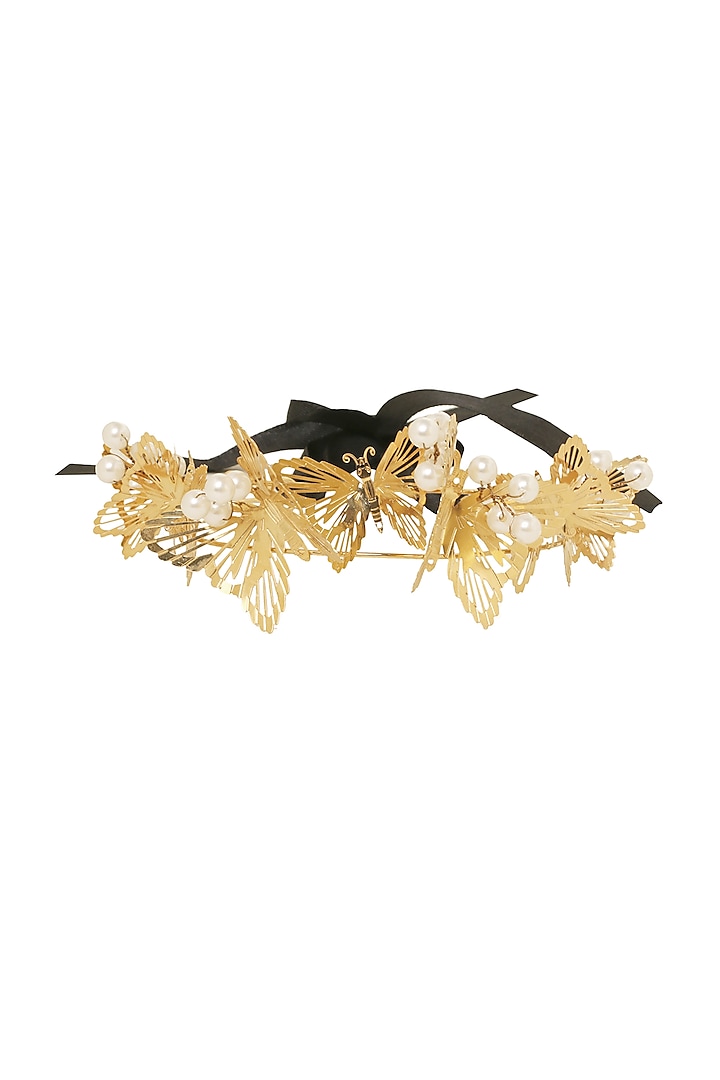 Gold Finish Butterfly Hairband by Ruhheite